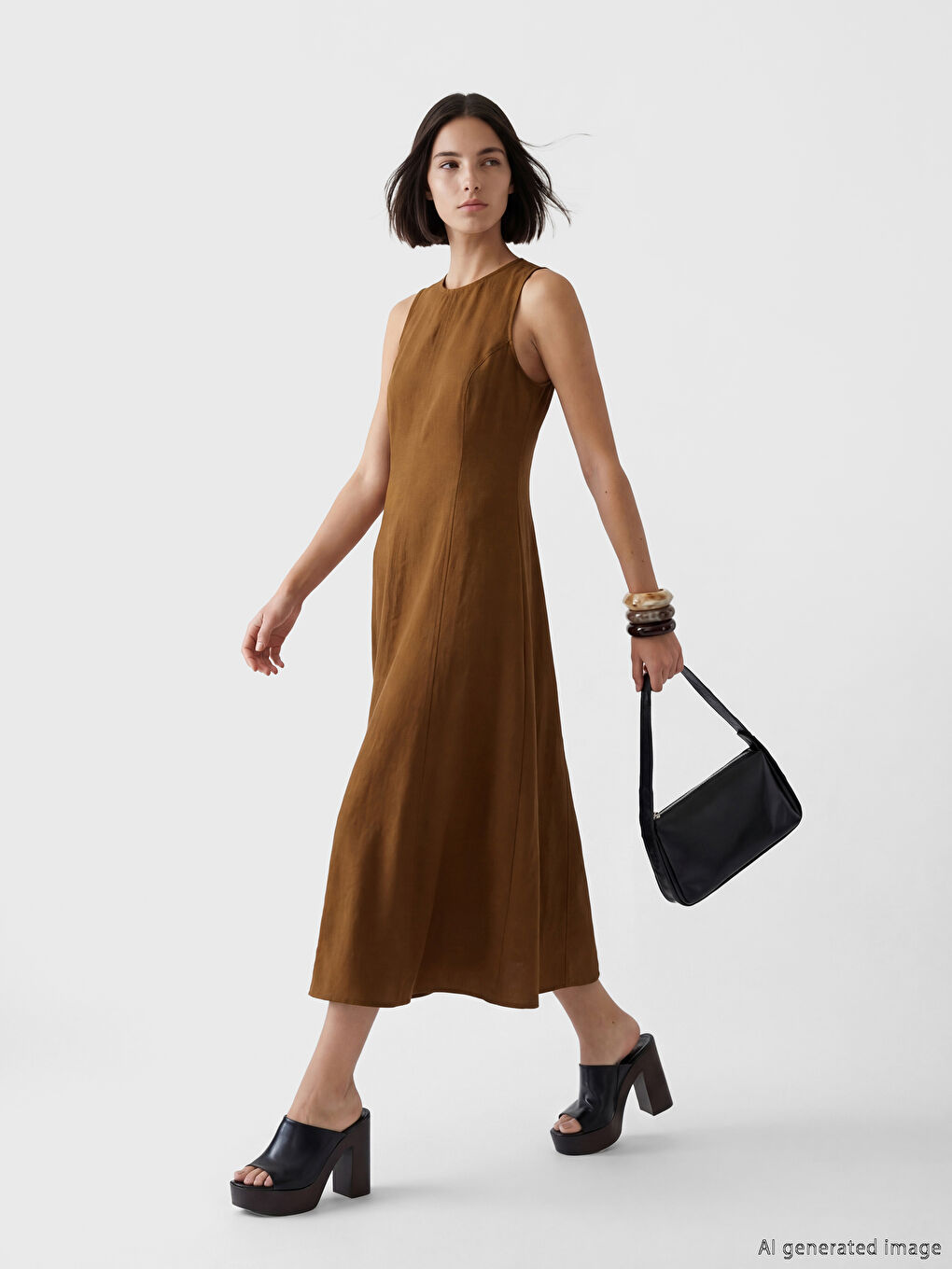 Sarı Bisiklet Yaka Peplum Elbise