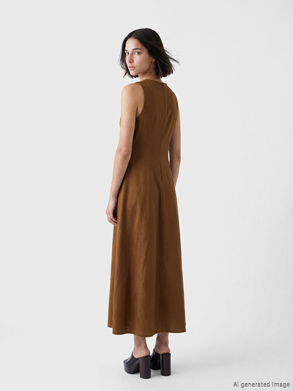 Sarı Bisiklet Yaka Peplum Elbise-2