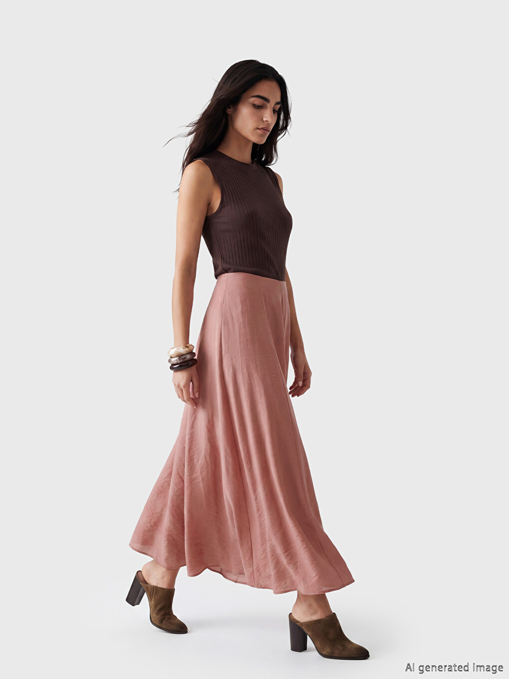 Waisted Zippered Flared Skirt