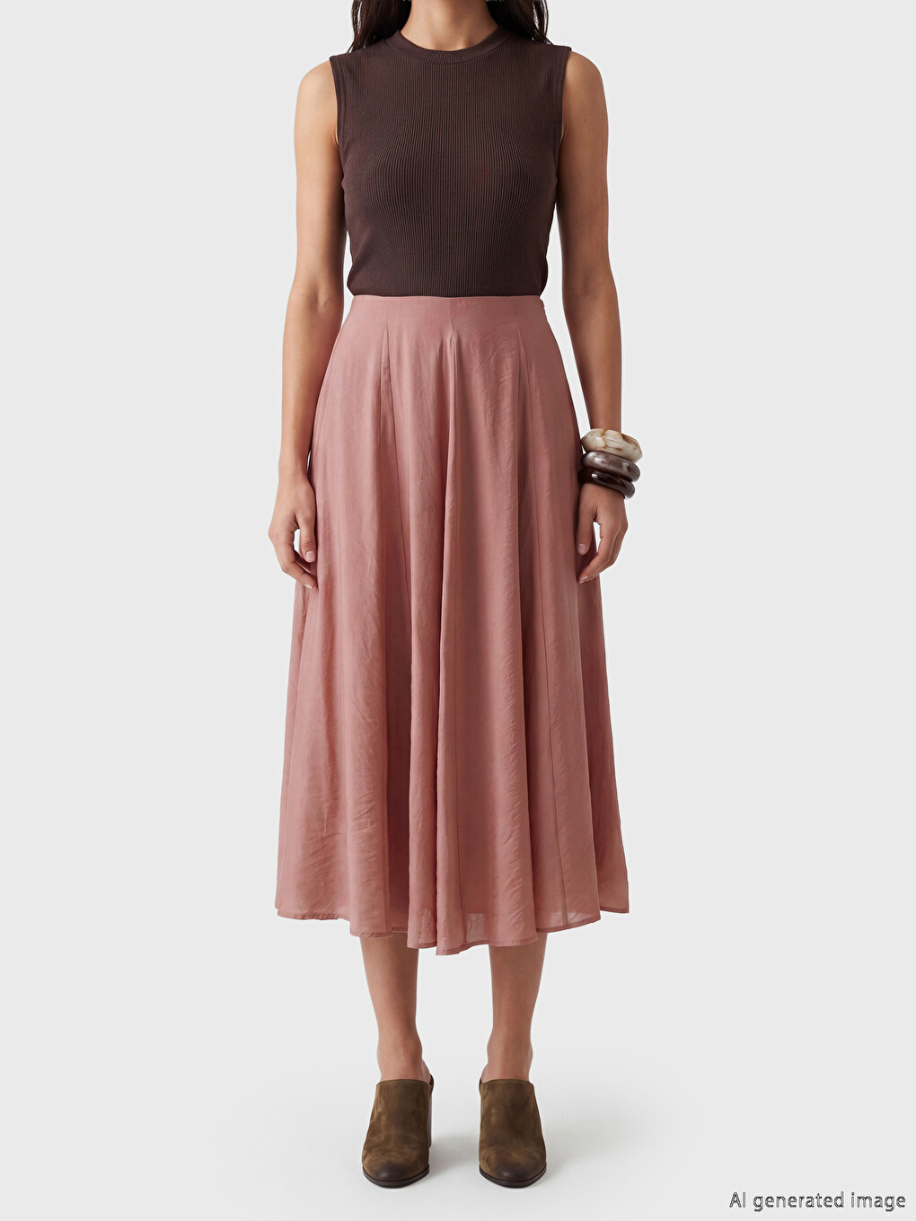 Waisted Zippered Flared Skirt-1