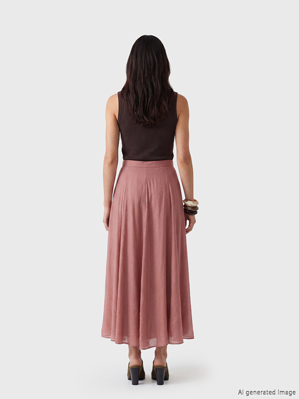 Waisted Zippered Flared Skirt-3