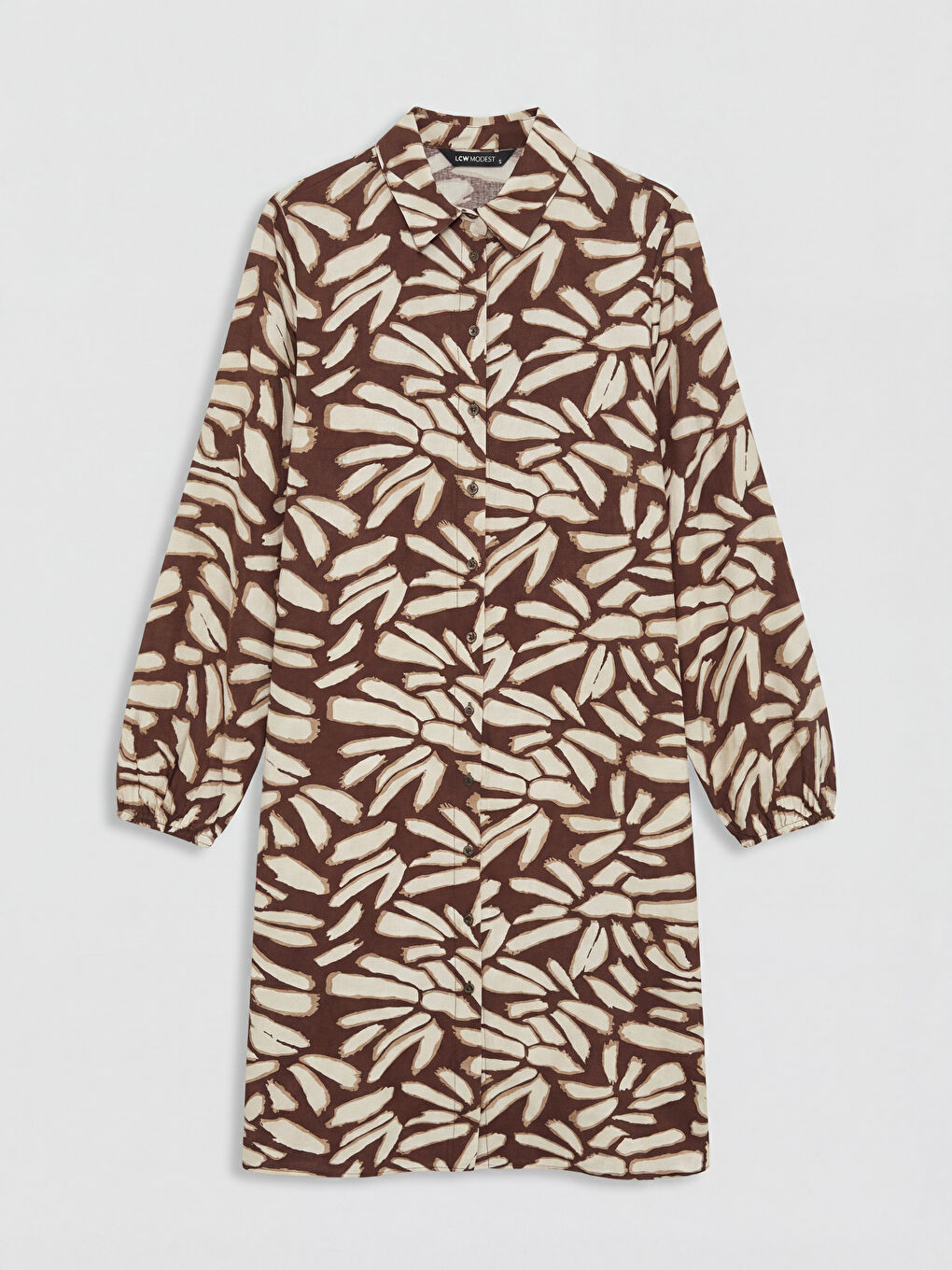 Kahverengi Desenli Kadın Gömlek Tunik-4