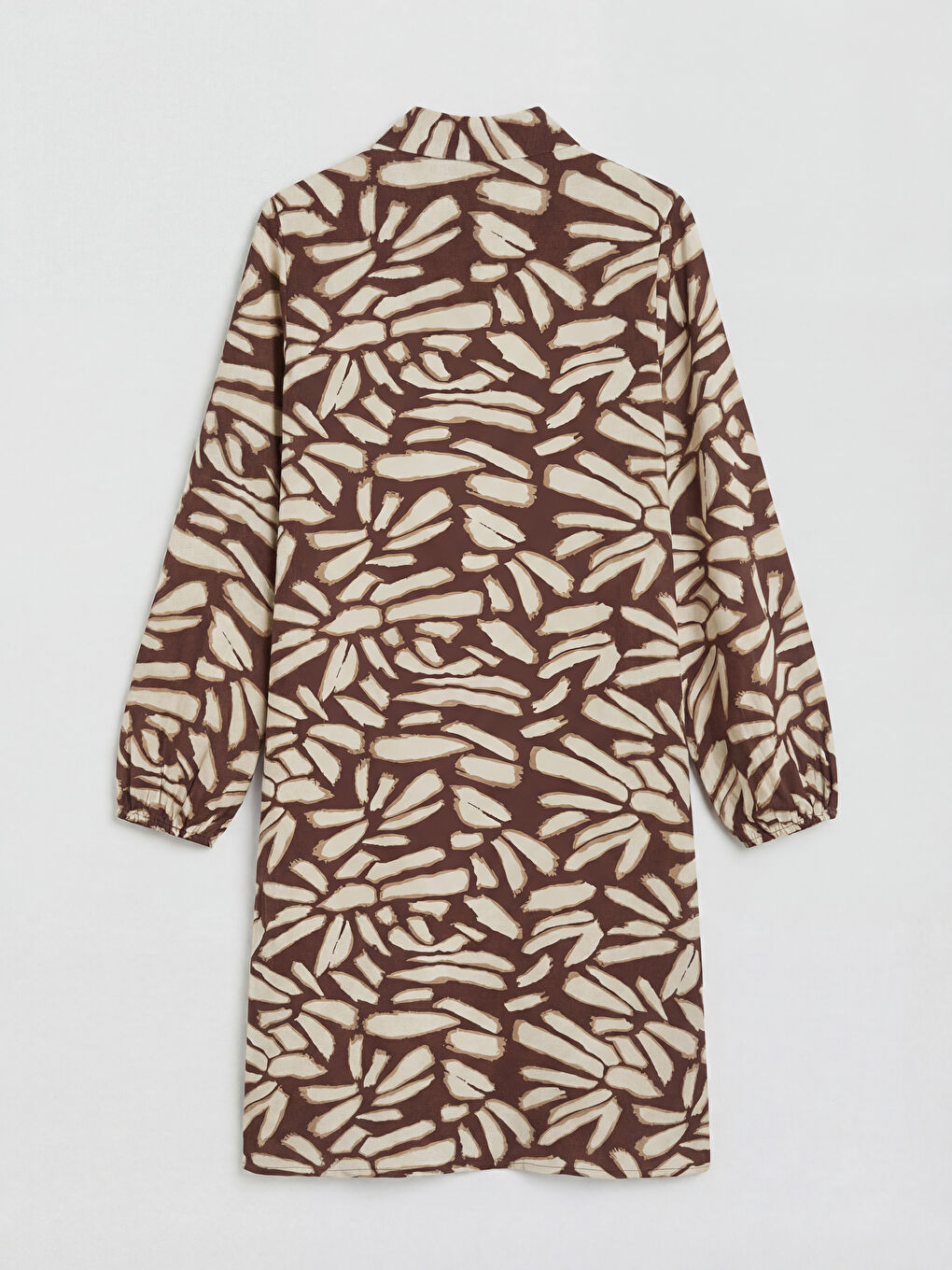 Kahverengi Desenli Kadın Gömlek Tunik-5