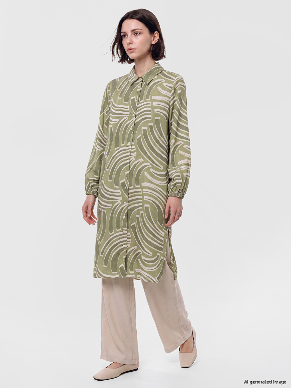 Patterned Women's Shirt Tunic-1
