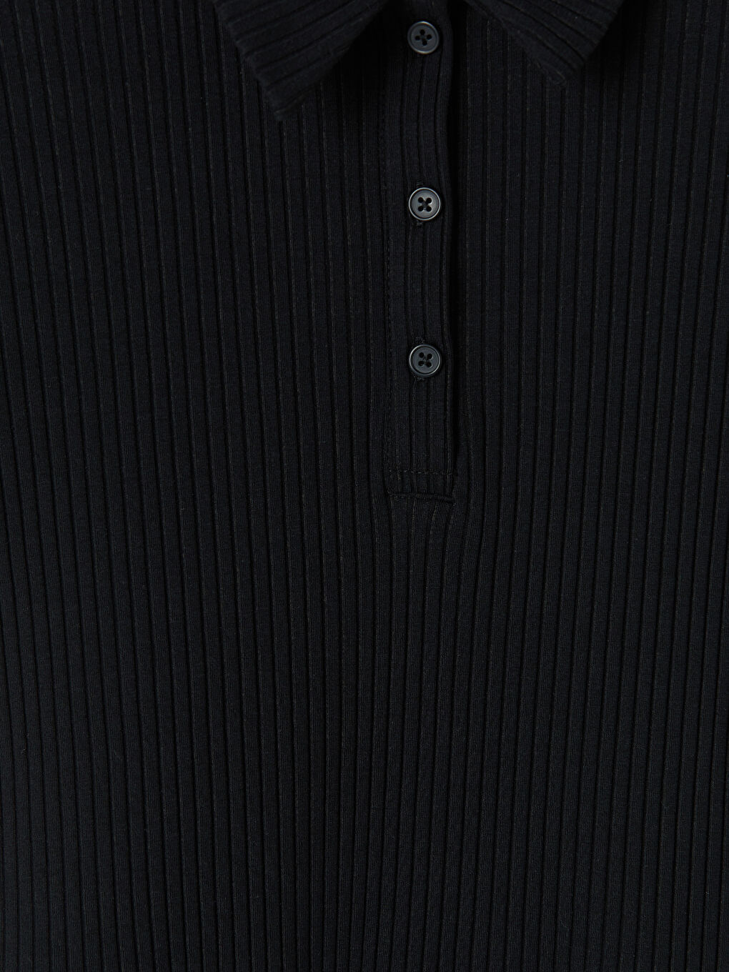 Siyah Polo Yaka Belden Oturtmalı Elbise-2