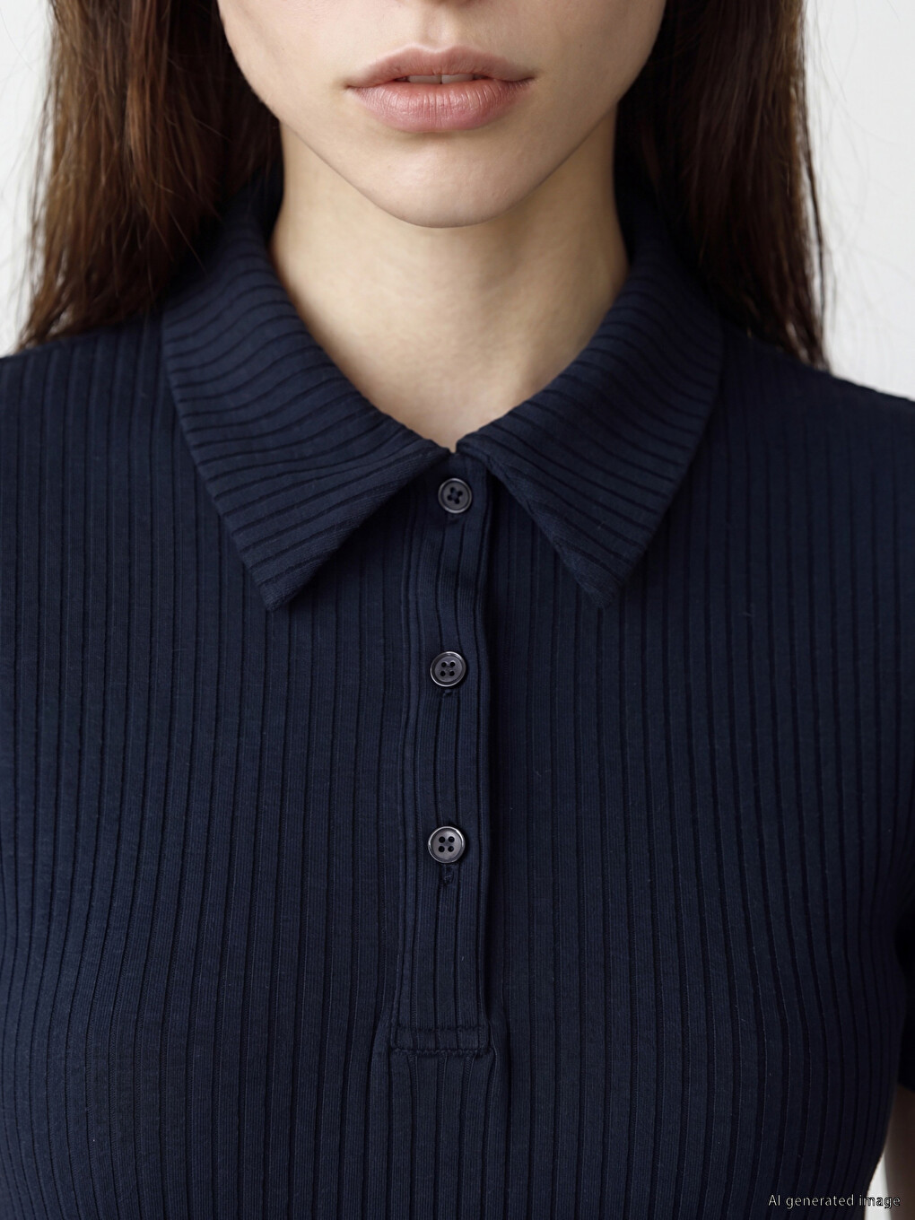 Polo Collar Fitted Waist Dress-2