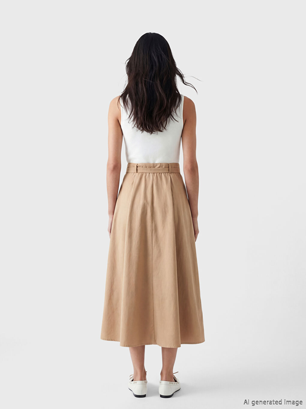 Crew Neck Belted Pleated Dress-2