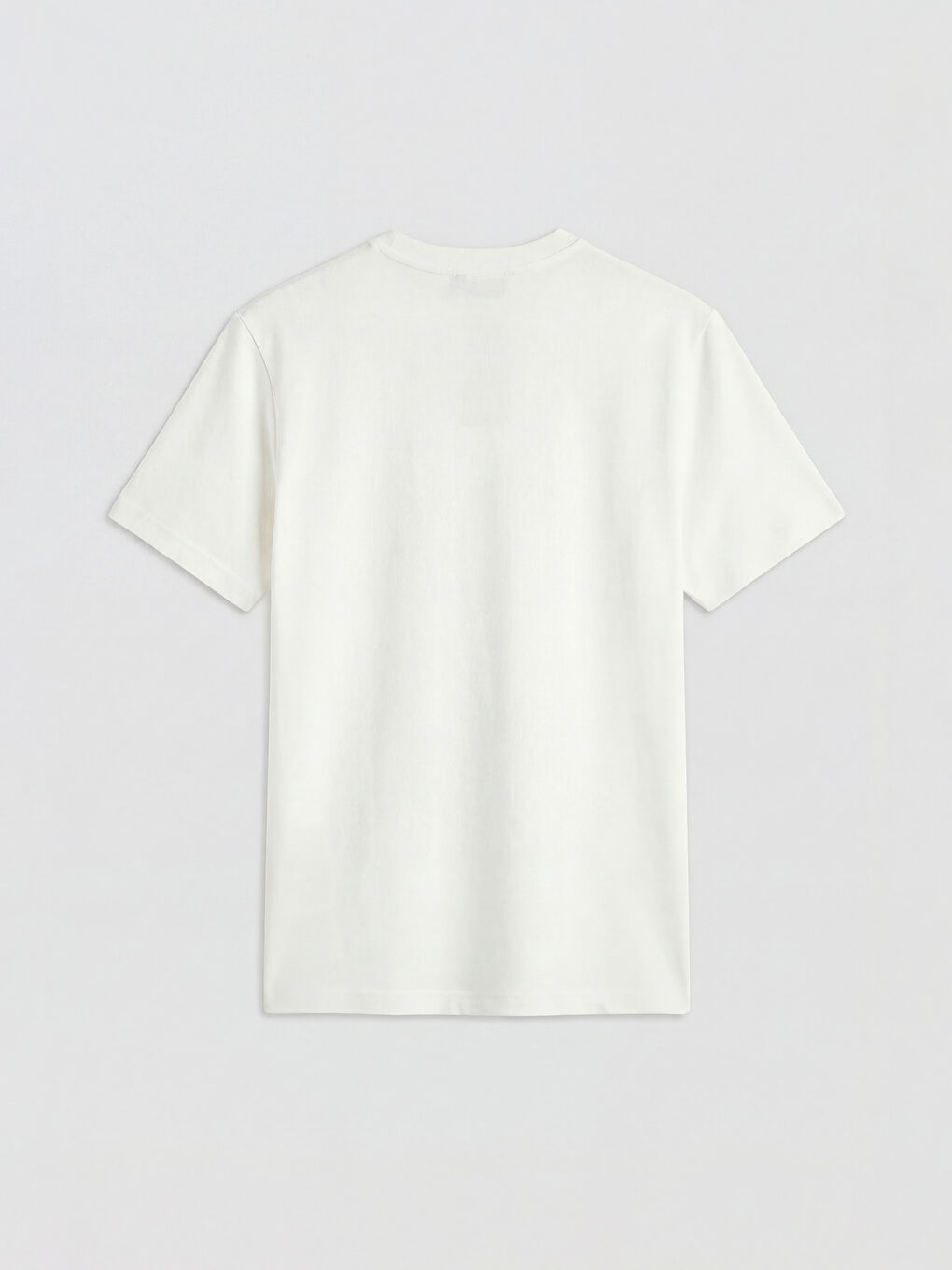 Ekru Bisiklet Yaka Kabartma Yazılı Erkek Tişört-1