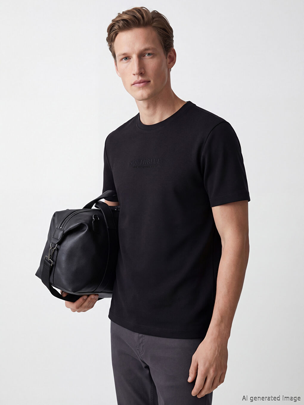 Crew Neck Embossed Printed Interlock Men's T-Shirt