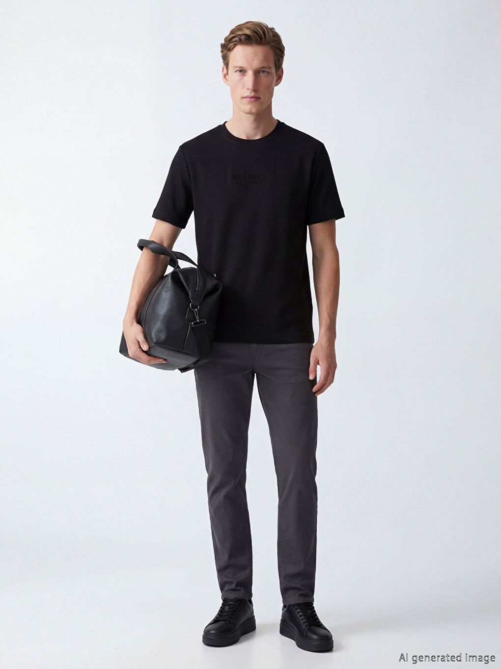 Crew Neck Embossed Printed Interlock Men's T-Shirt-1