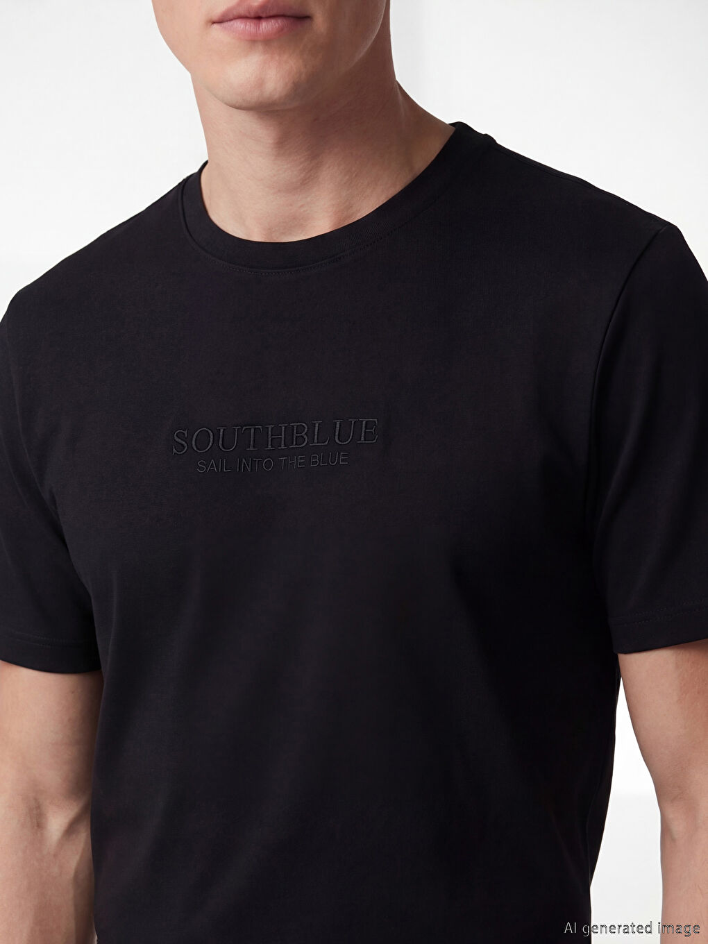 Crew Neck Embossed Printed Interlock Men's T-Shirt-2