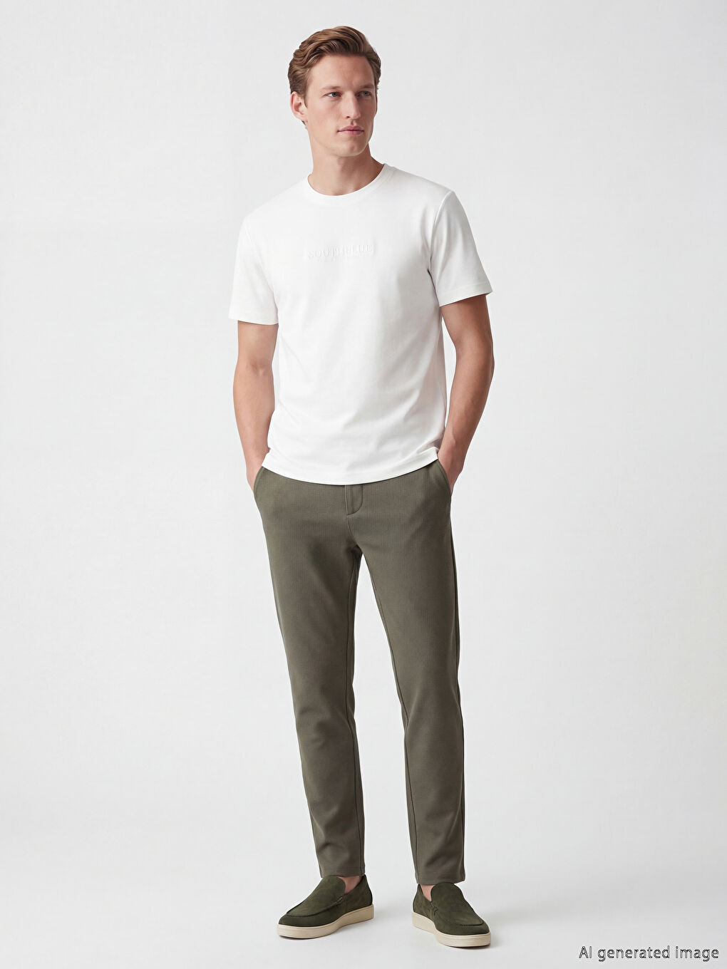 Crew Neck Embossed Text Men's T-Shirt-1