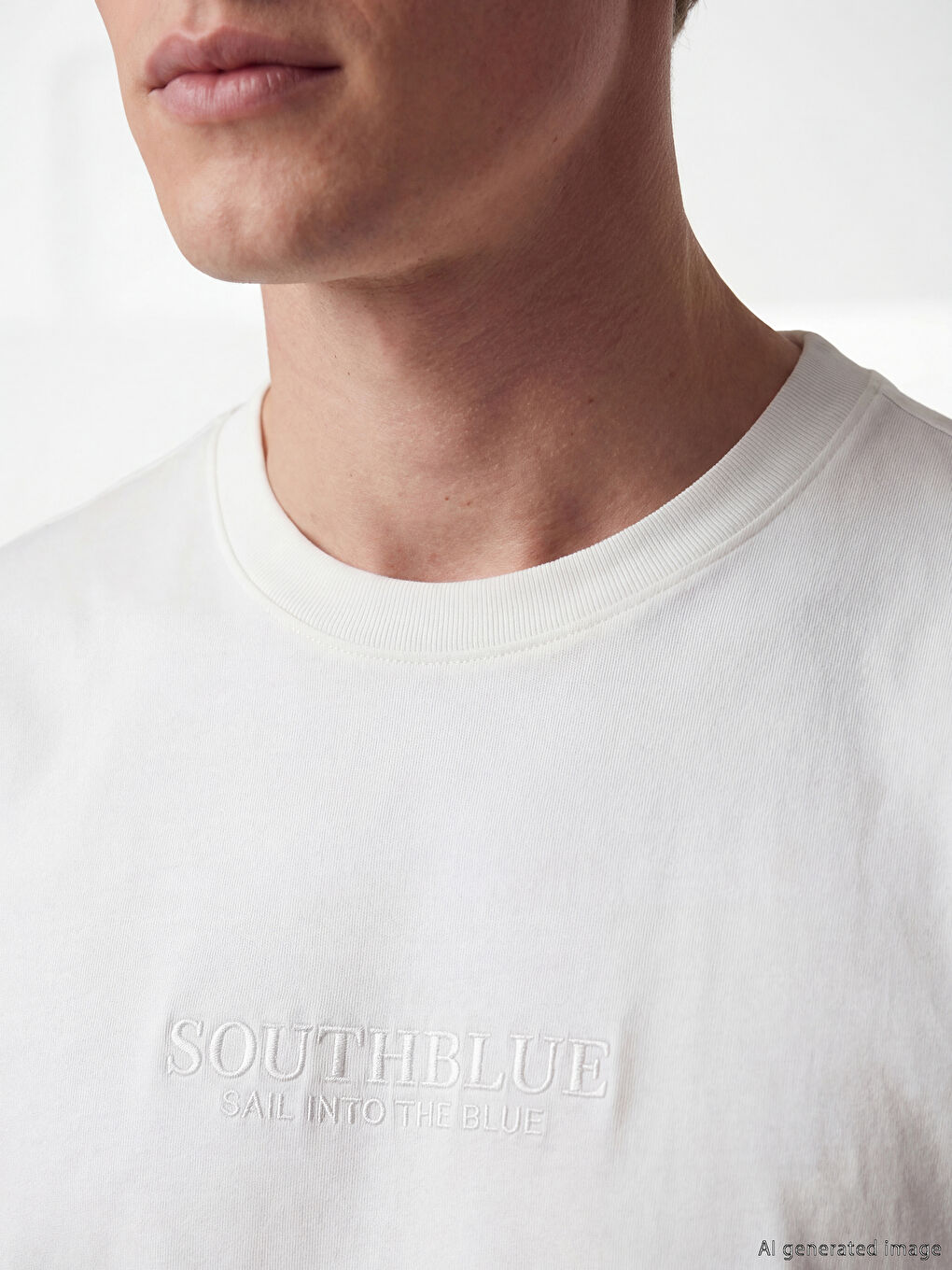 Crew Neck Embossed Text Men's T-Shirt-2