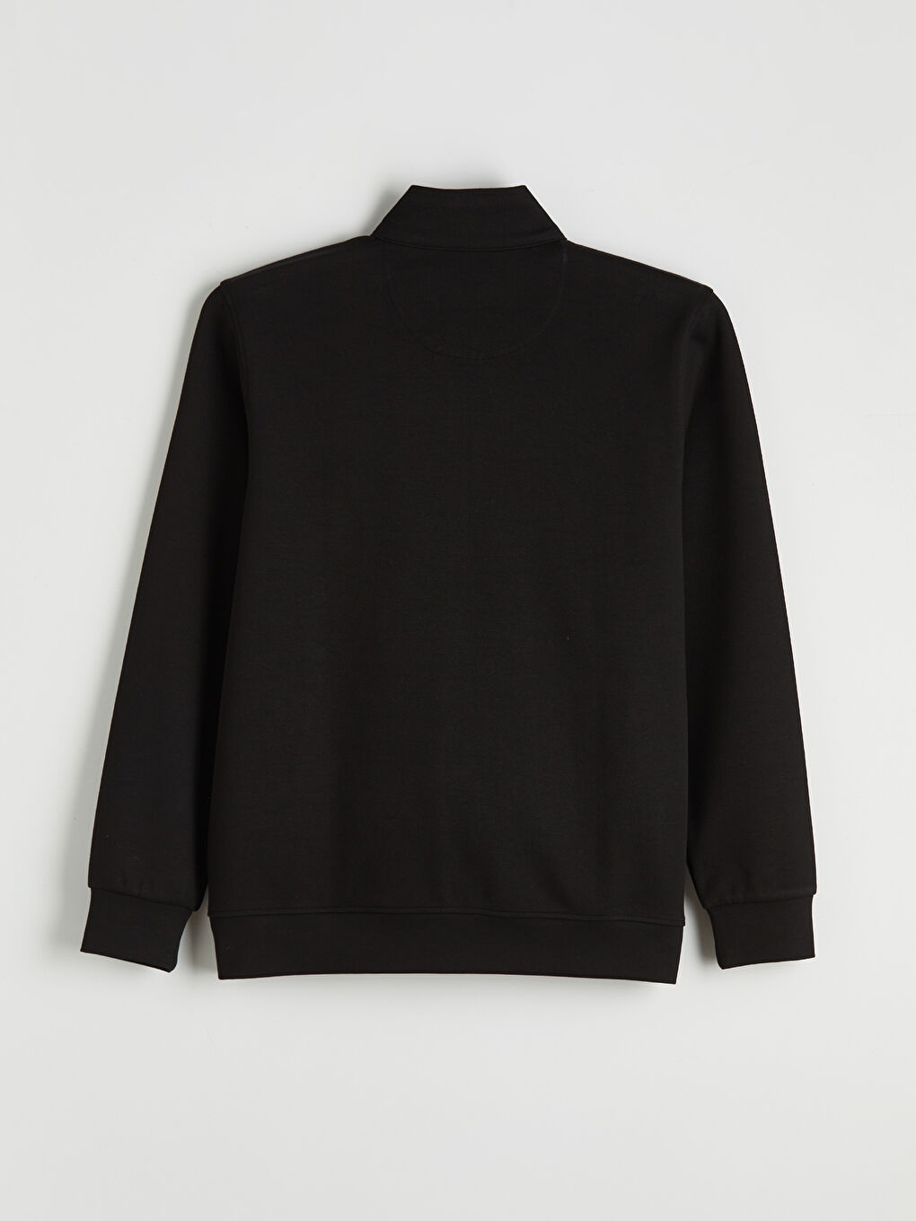 Siyah Dik Yaka Erkek Fermuarlı Sweatshirt-1