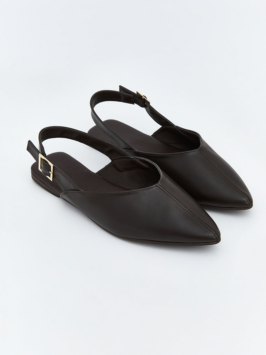 Kahverengi Deri Görünümlü Kadın Babet