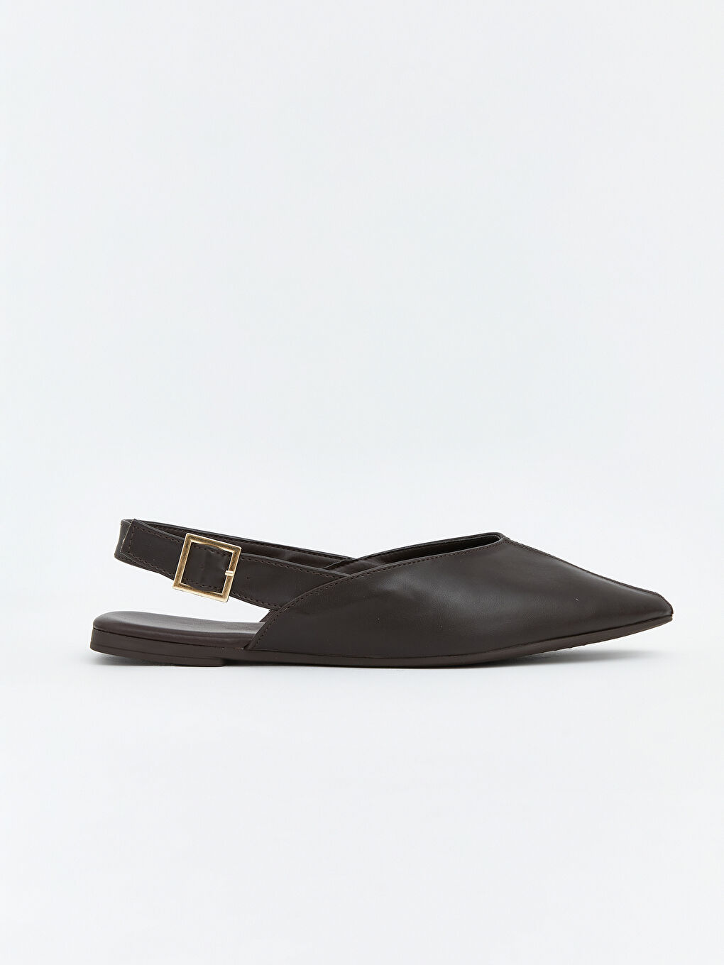 Kahverengi Deri Görünümlü Kadın Babet-1