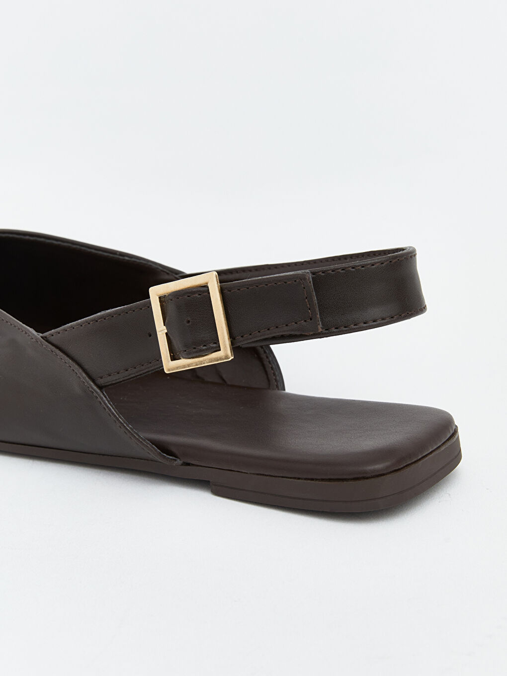 Kahverengi Deri Görünümlü Kadın Babet-4