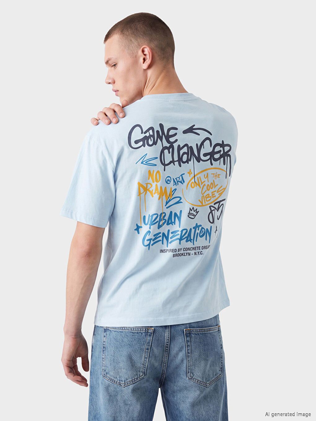 T-shirt Décontracté À Col Rond Imprimé Nyc Pour Homme