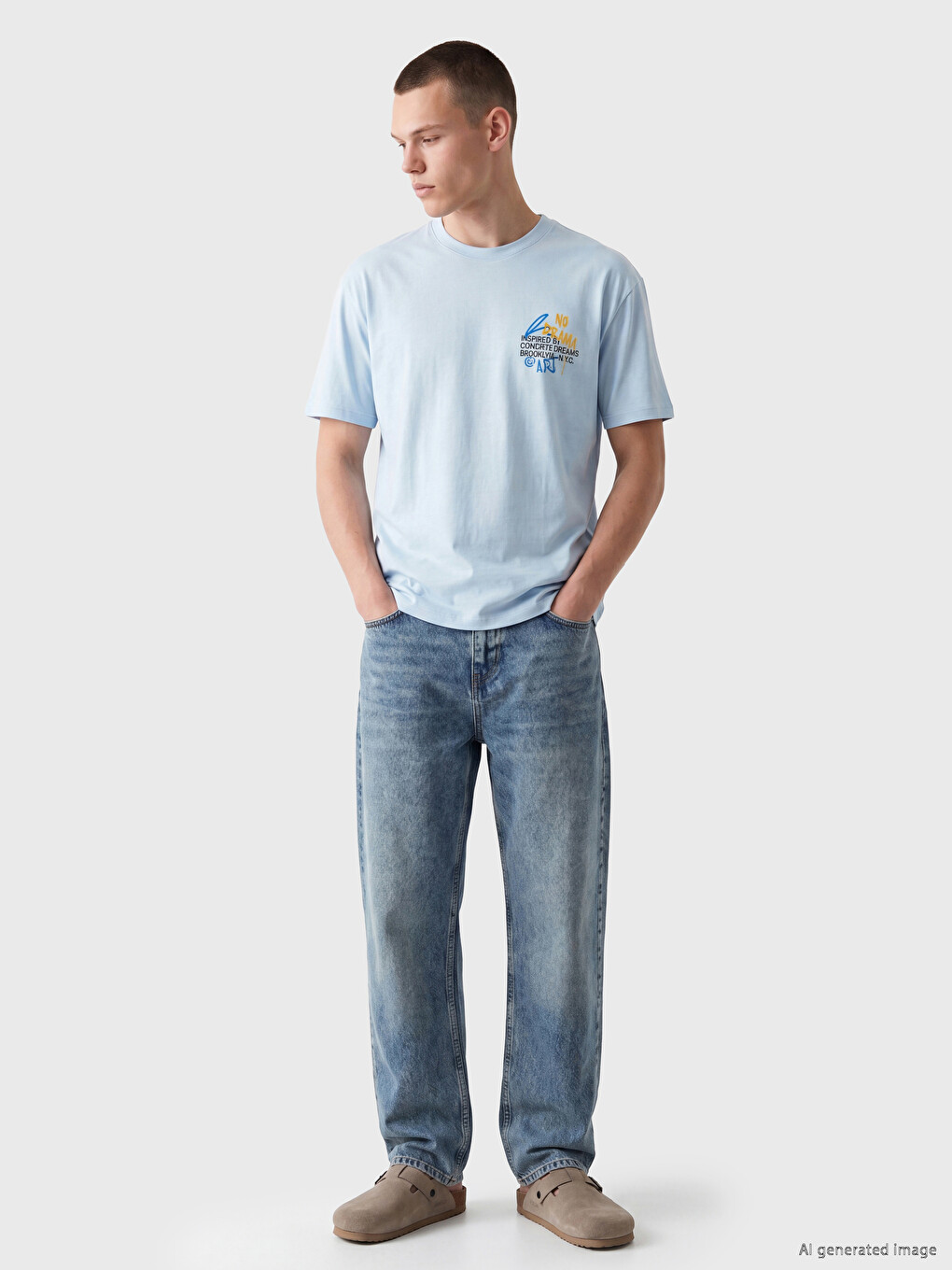 T-shirt Décontracté À Col Rond Imprimé Nyc Pour Homme-1