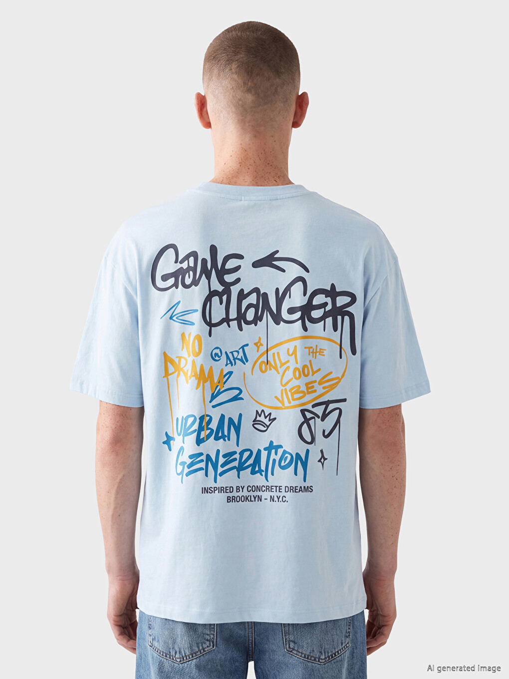 T-shirt Décontracté À Col Rond Imprimé Nyc Pour Homme-3