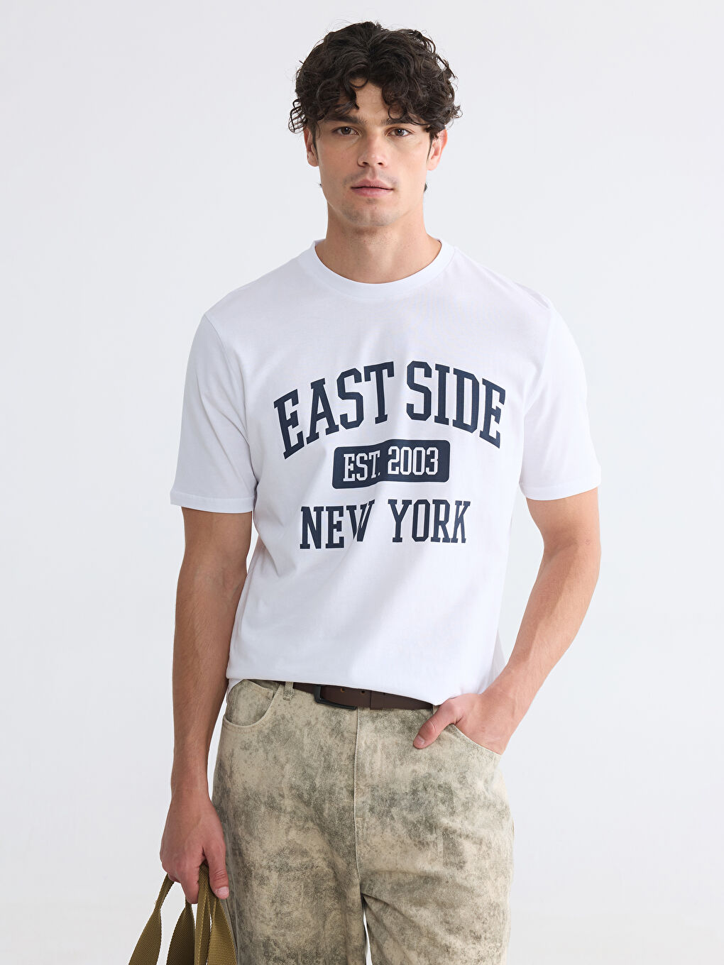 T-shirt à col rond imprimé New York pour homme