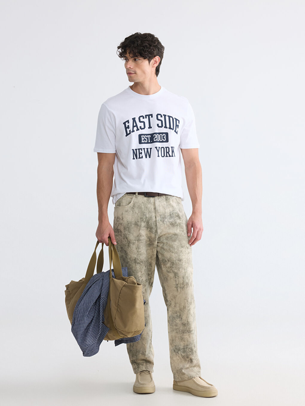 T-shirt à col rond imprimé New York pour homme-1