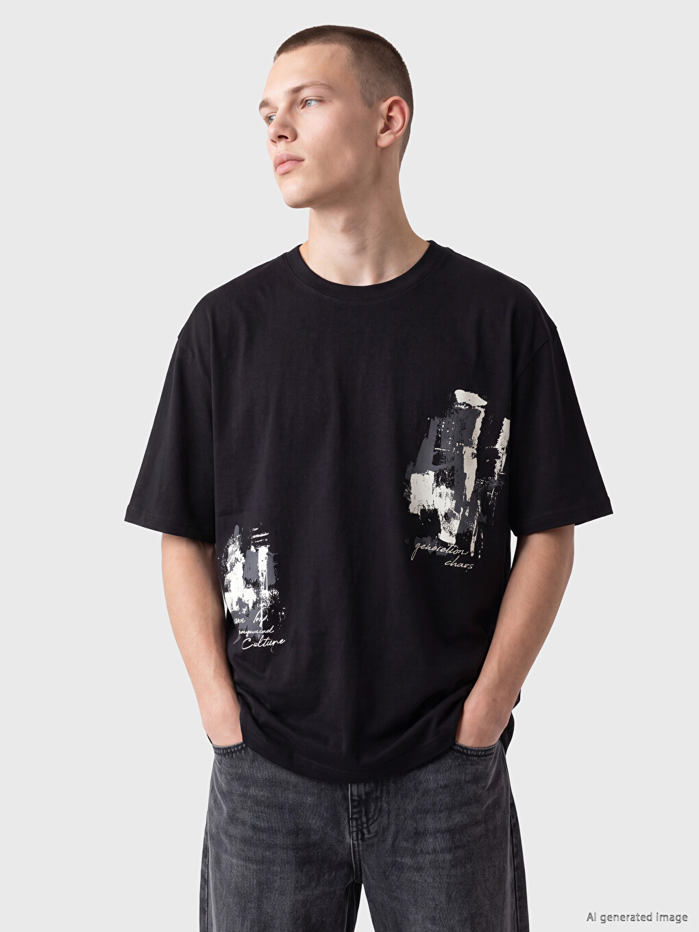 Col Rond Imprimé Homme T-shirt