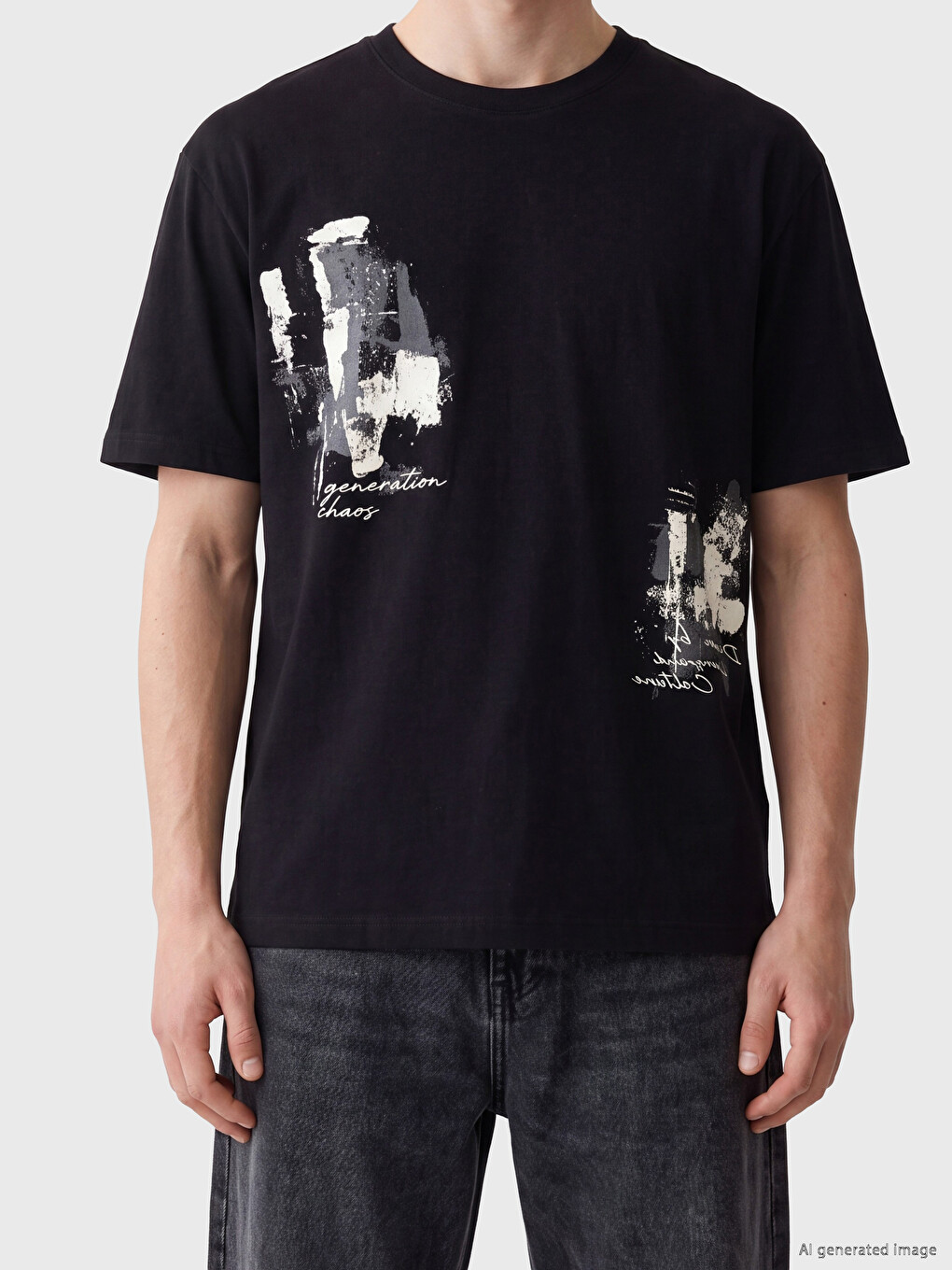 Col Rond Imprimé Homme T-shirt-1