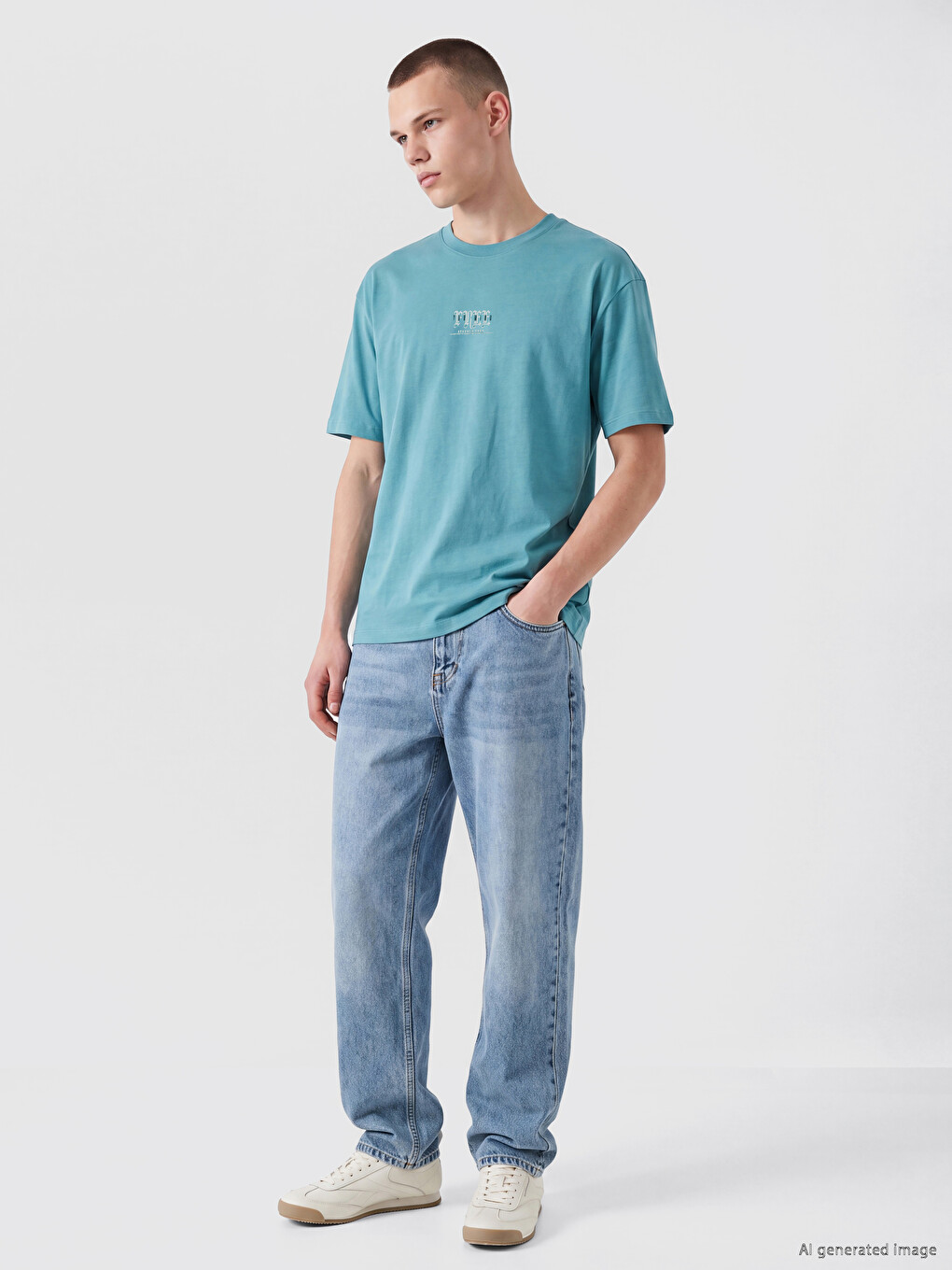 T-shirt Homme Imprimé Col Rond Coupe Décontractée-1
