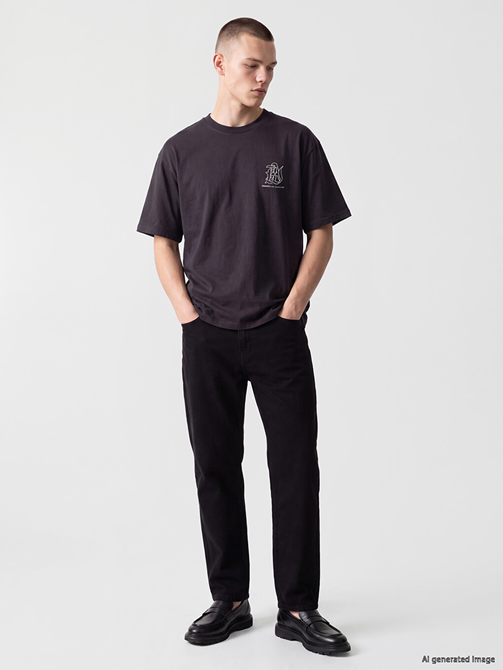 Oversize Fit Crew Neck Printed Men's T-shirt-1