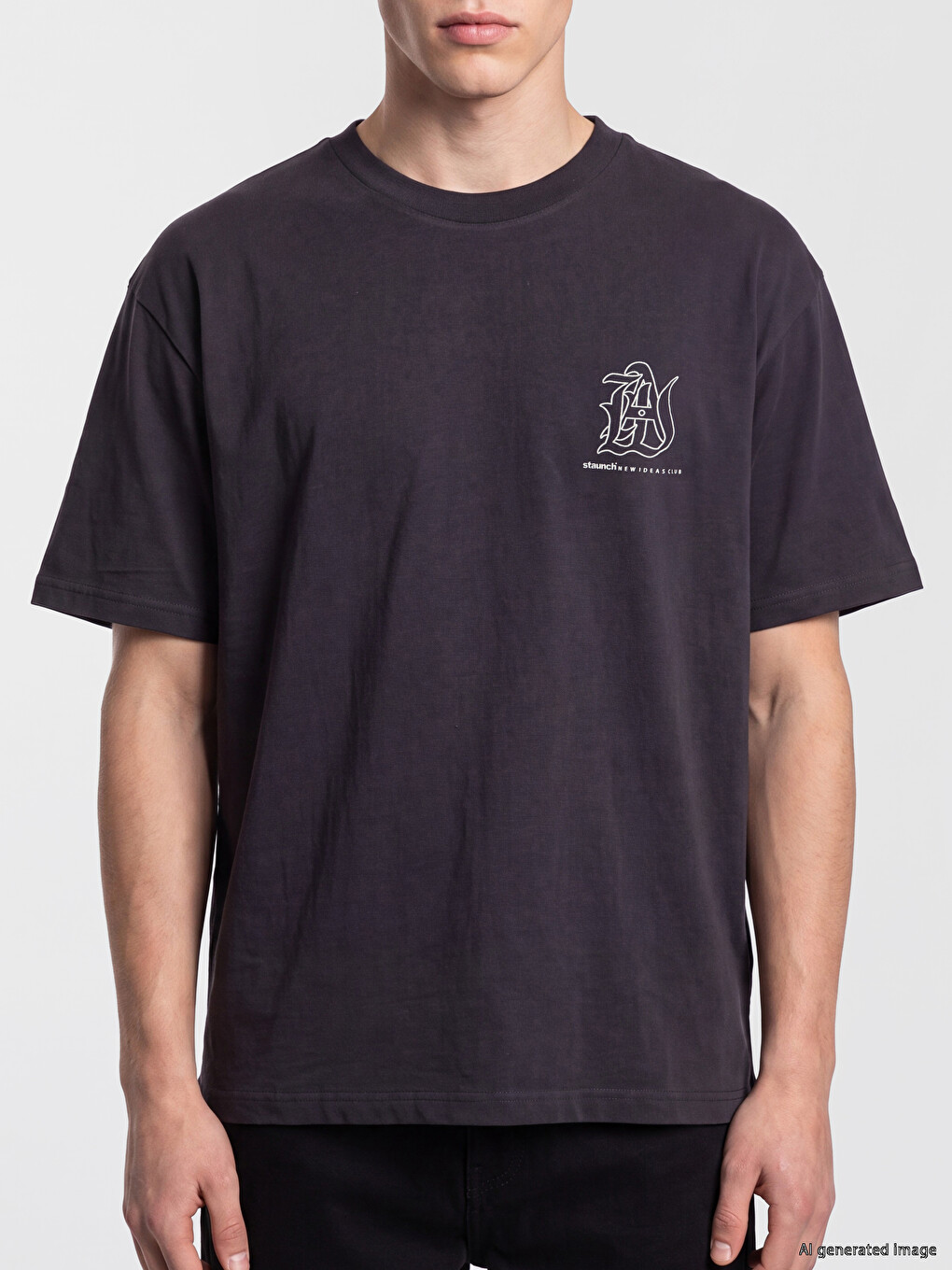 Oversize Fit Crew Neck Printed Men's T-shirt-2