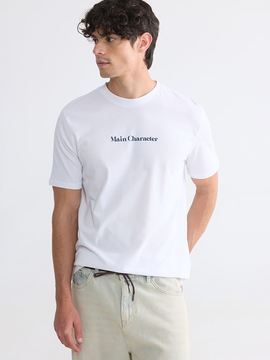 T-shirt imprimé à col rond pour homme