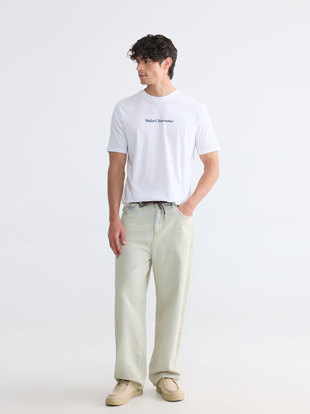 T-shirt imprimé à col rond pour homme-1