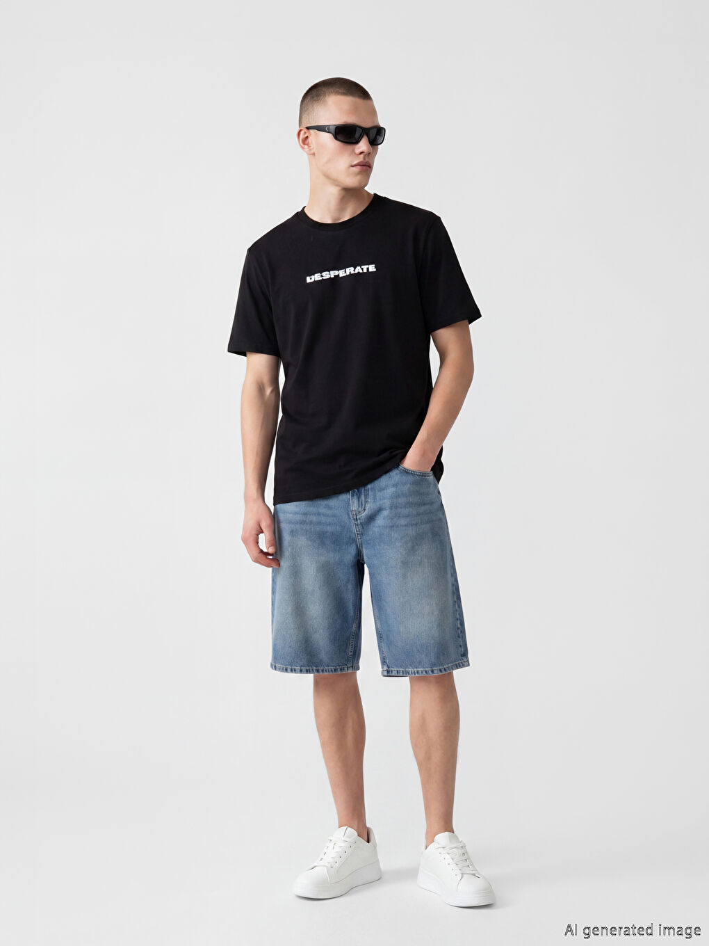 T-shirt imprimé à col rond pour homme-1