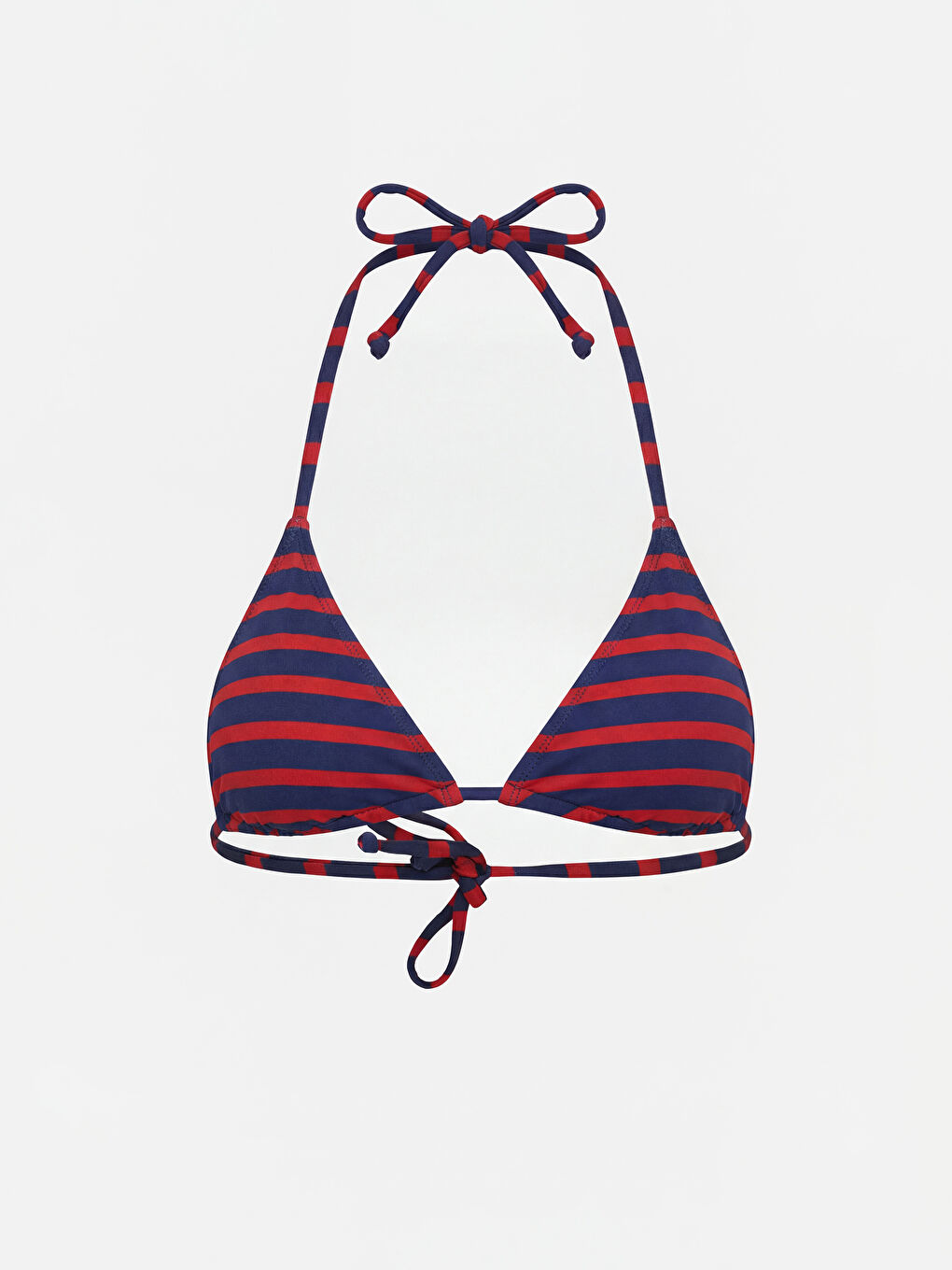 Lacivert Çizgili Çıkarılabilir Pedli Kadın Bikini Üstü-1