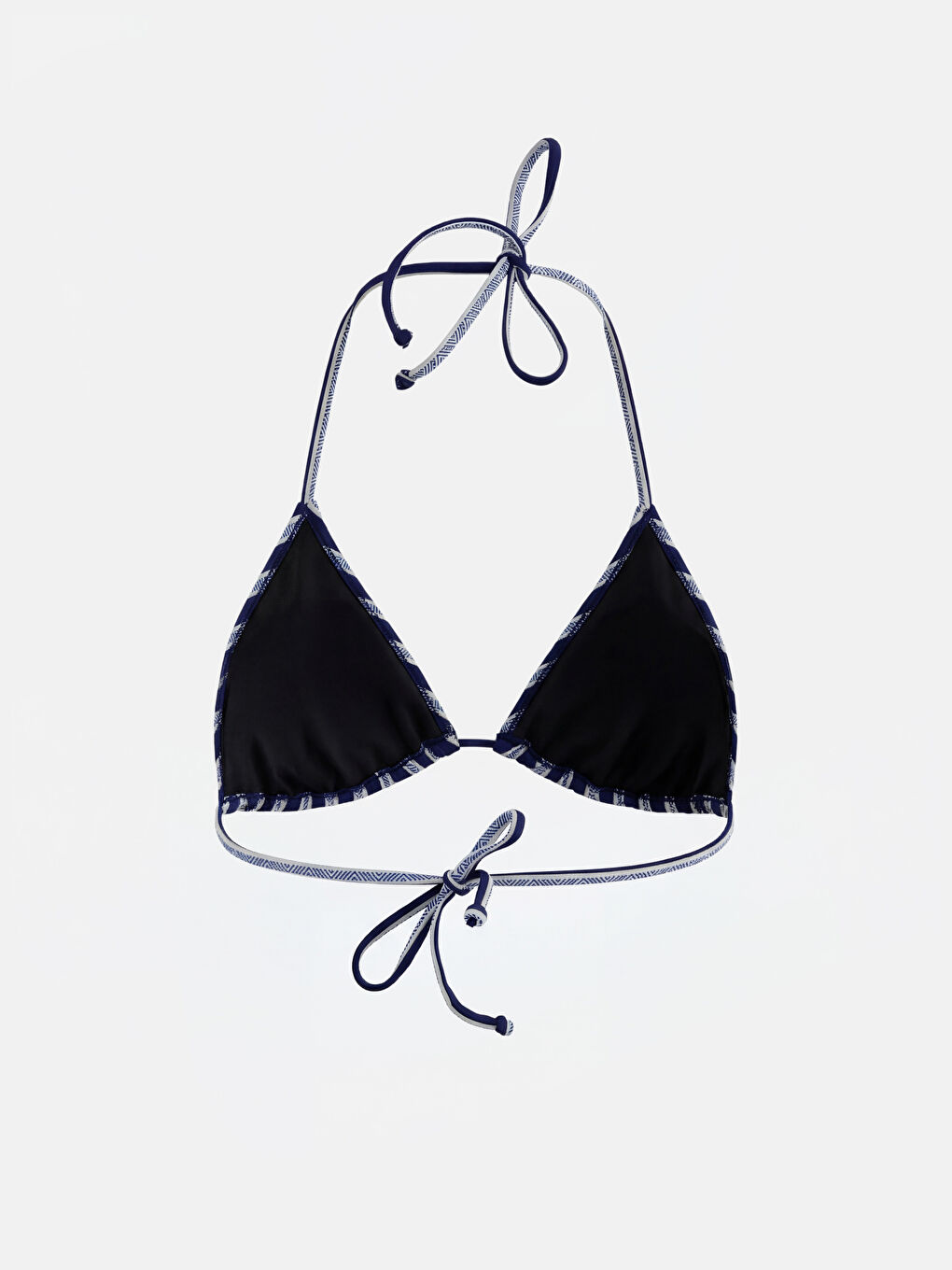 Lacivert Çizgili Çıkarılabilir Pedli Kadın Bikini Üstü-1