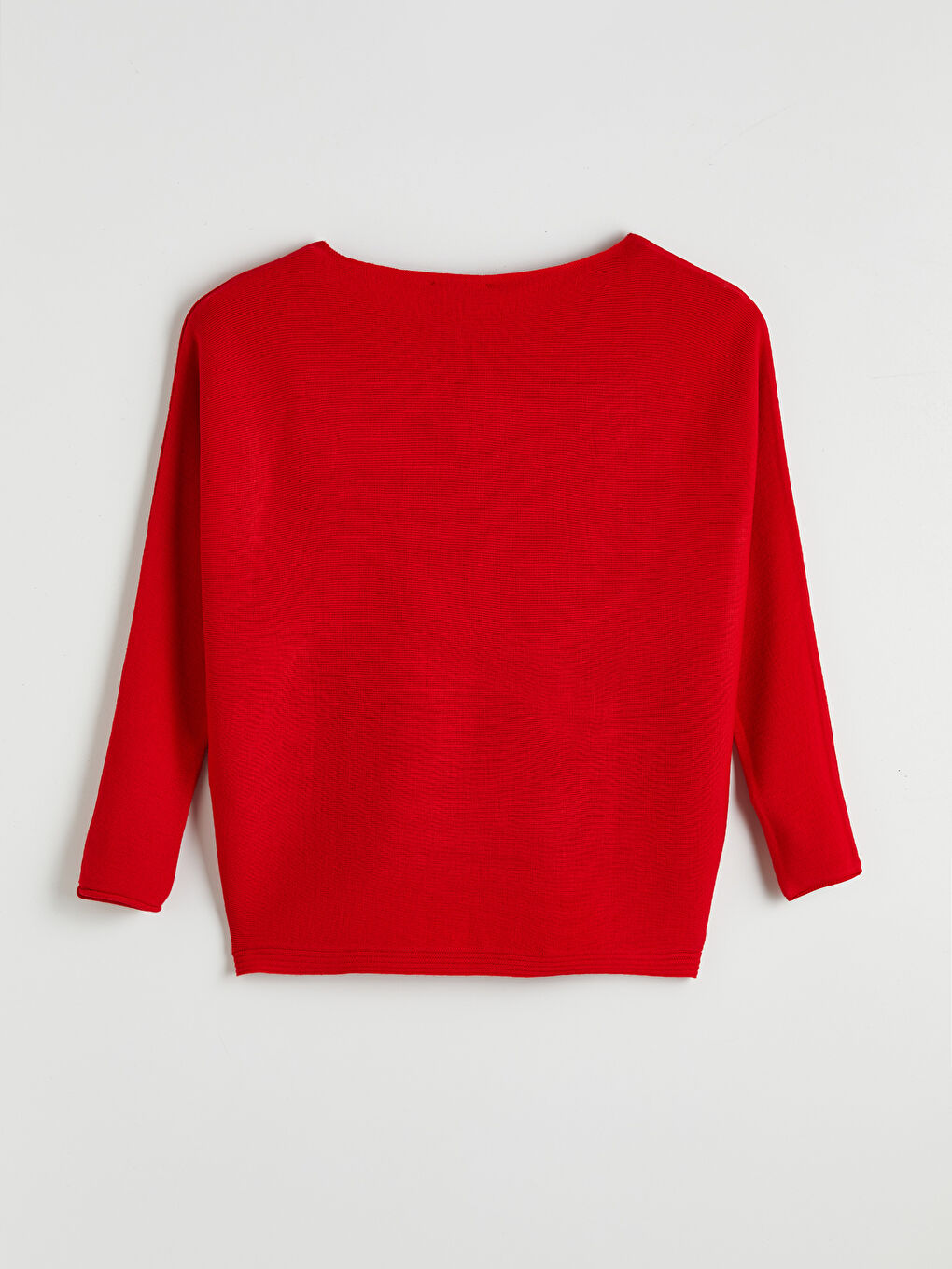 Kırmızı Kayık Yaka Kadın Triko Kazak-5