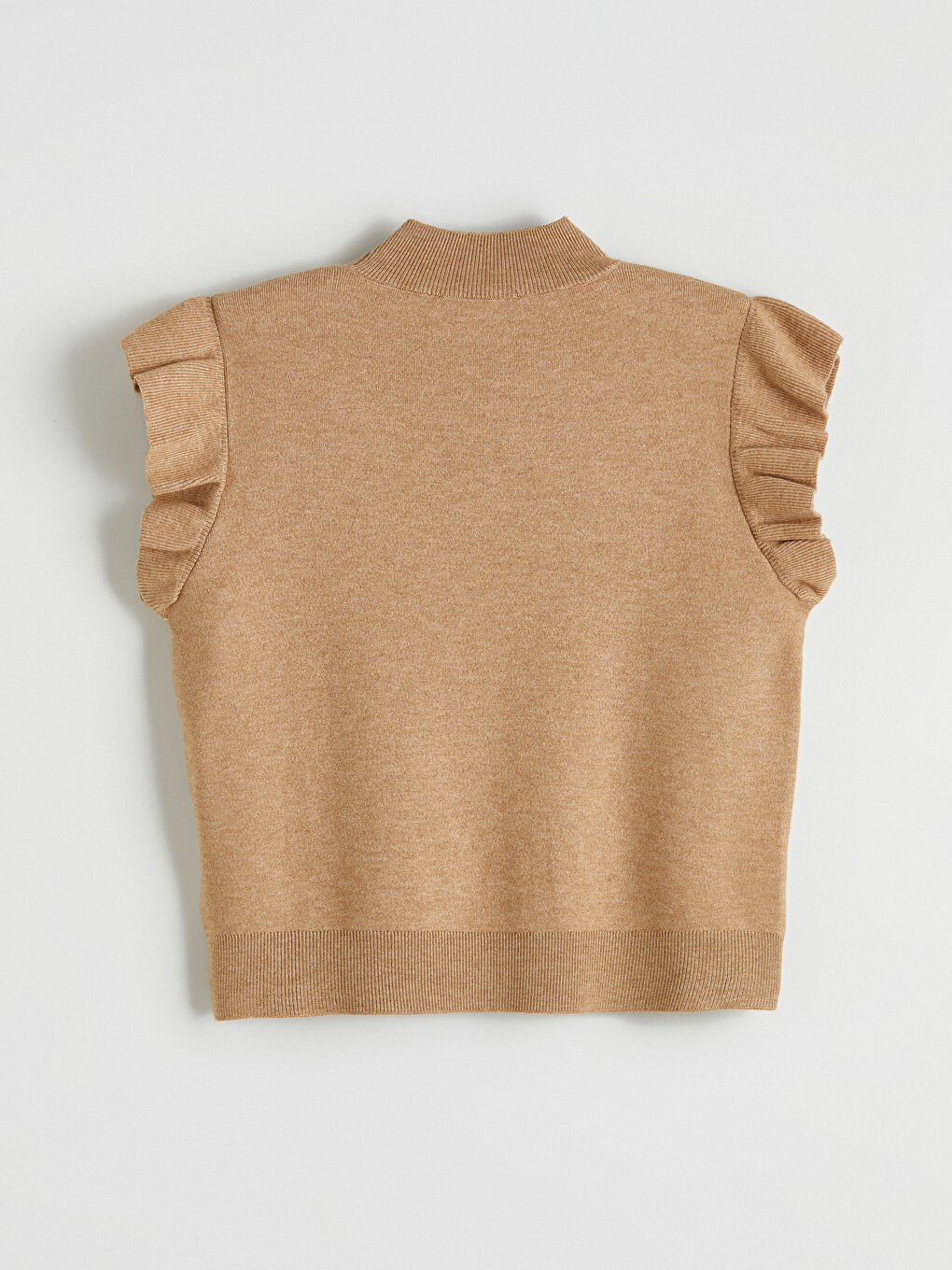 Bej Fırfırlı Triko Bluz-6