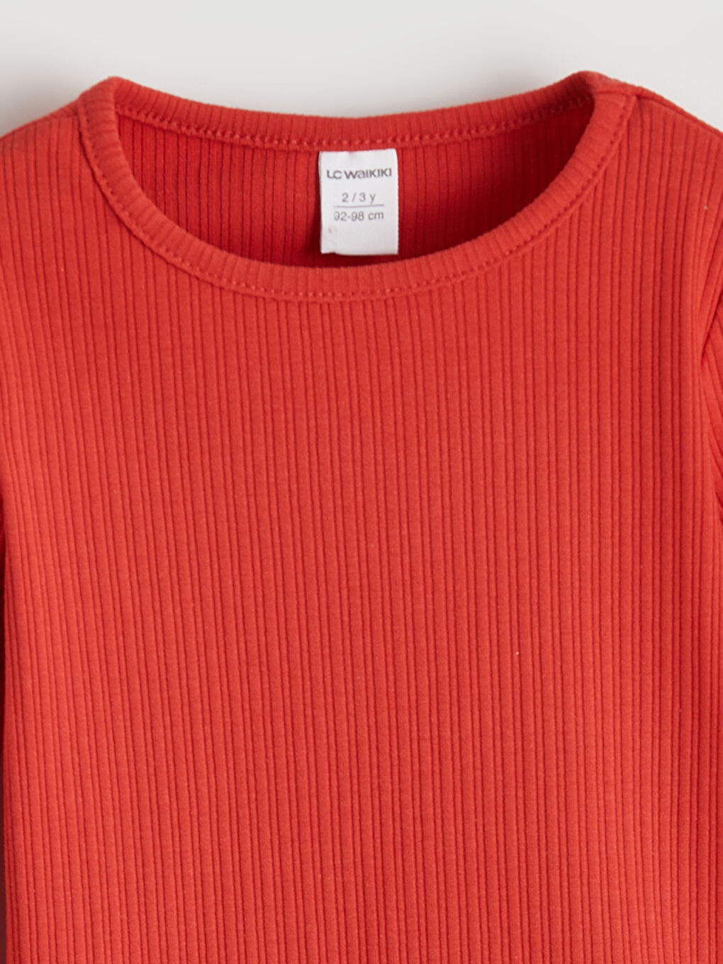 Kırmızı Bisiklet Yaka Fitilli Fırfırlı Kız Çocuk Tişört-1