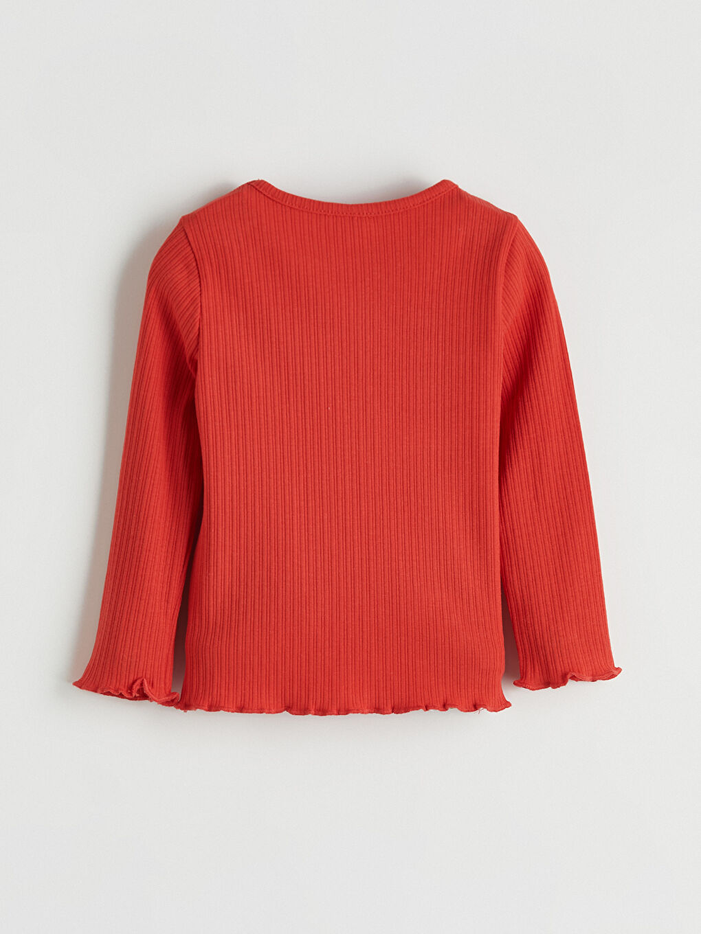 Kırmızı Bisiklet Yaka Fitilli Fırfırlı Kız Çocuk Tişört-2