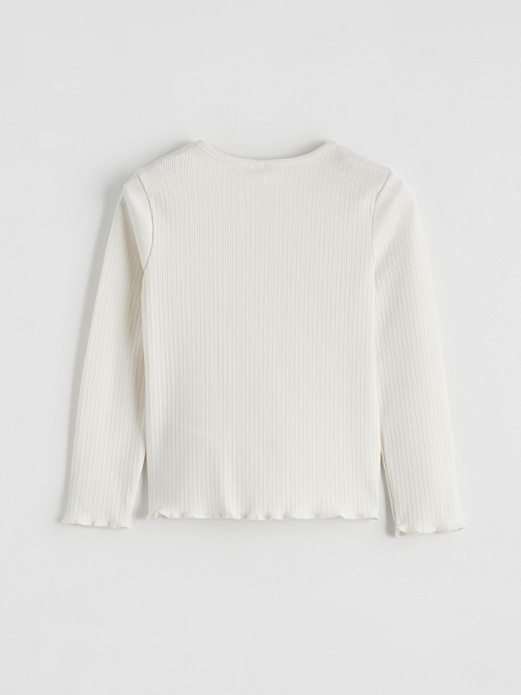 Ekru Bisiklet Yaka Fitilli Fırfırlı Kız Çocuk Tişört-2