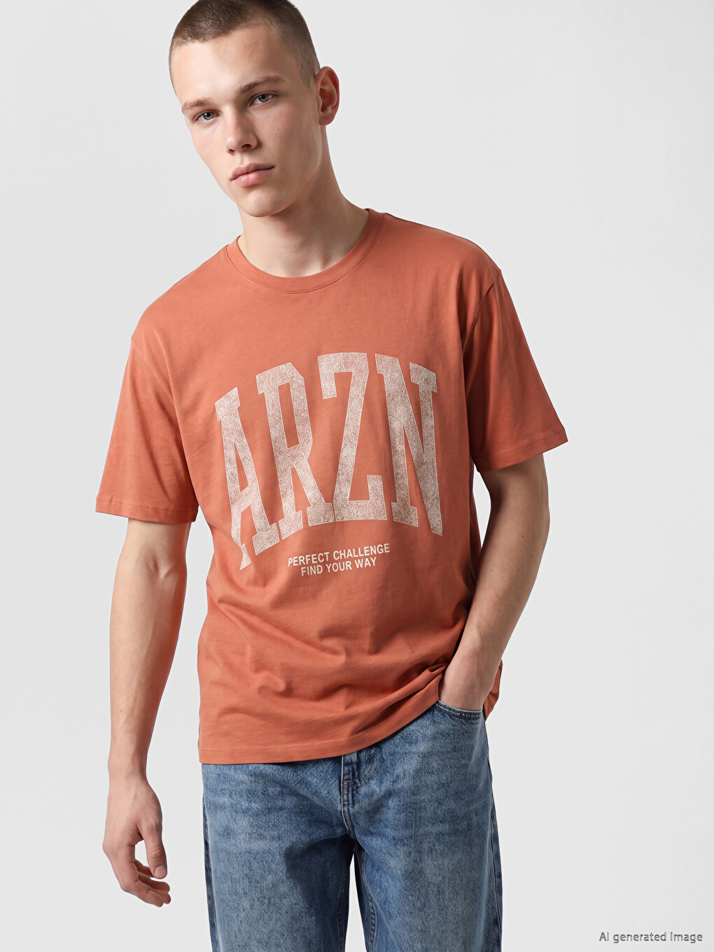 Col Rond Imprimé Homme T-shirt