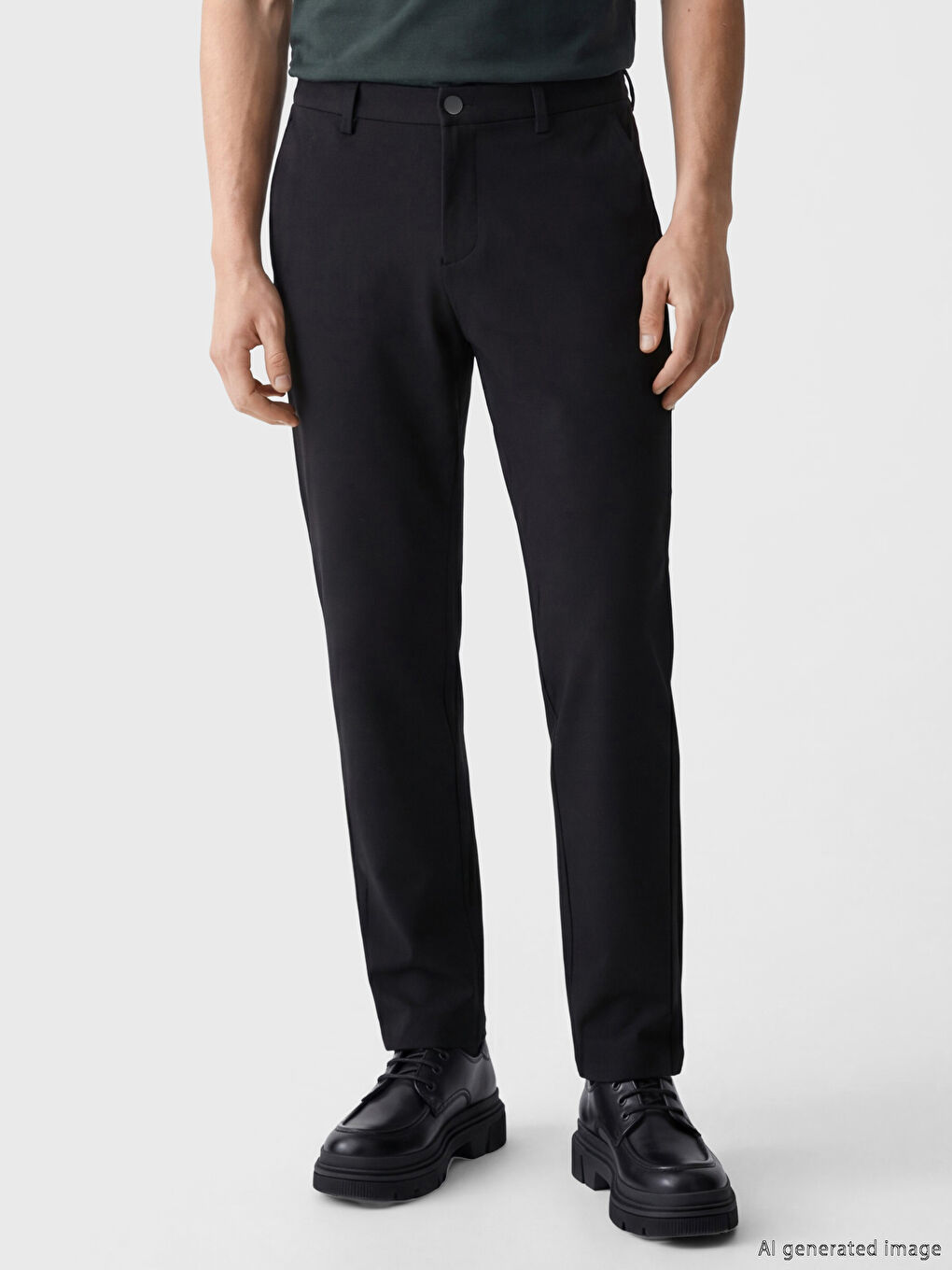 Siyah Standart Kalıp Erkek Pantolon-1