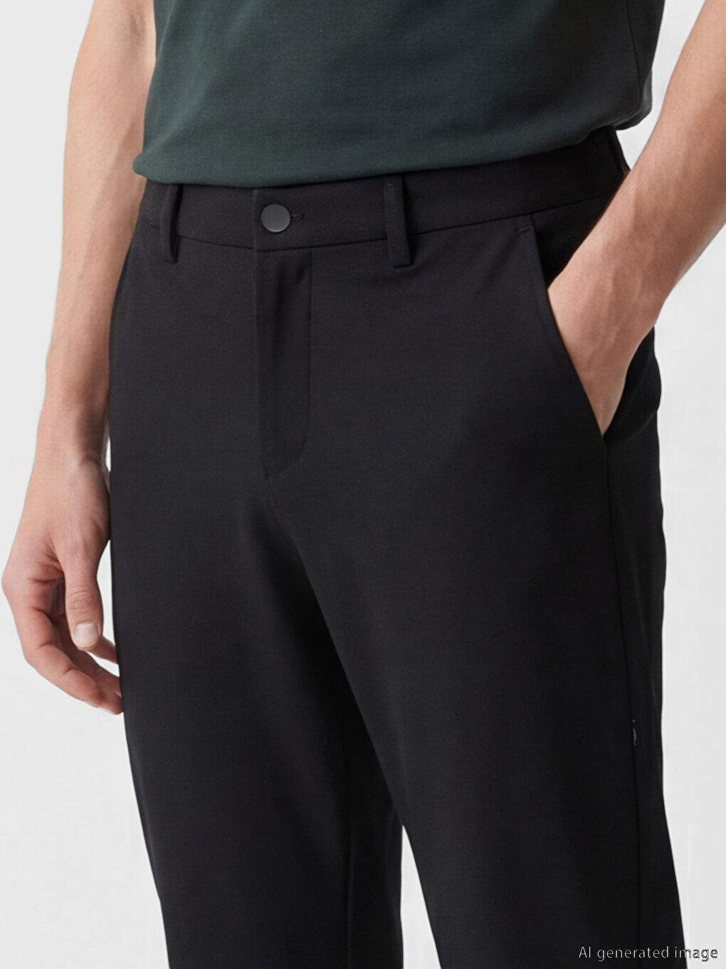 Siyah Standart Kalıp Erkek Pantolon-2