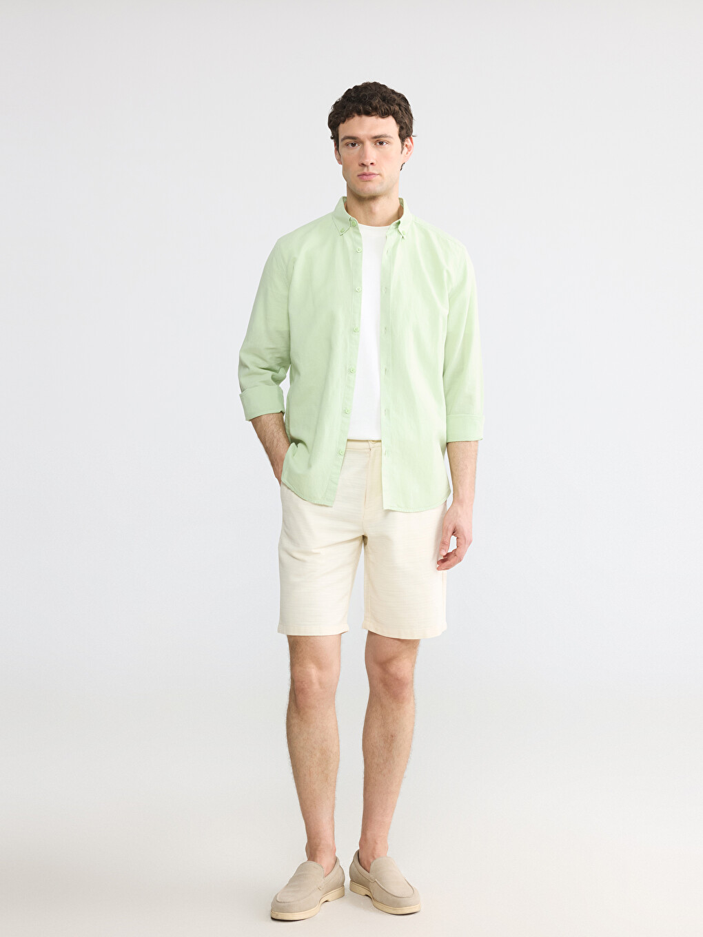 Slim Fit Linen Blend Men's Shirt-1