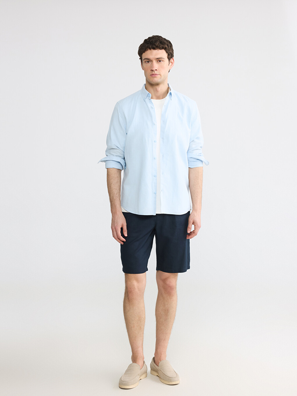 Slim Fit Linen Blend Men's Shirt-1
