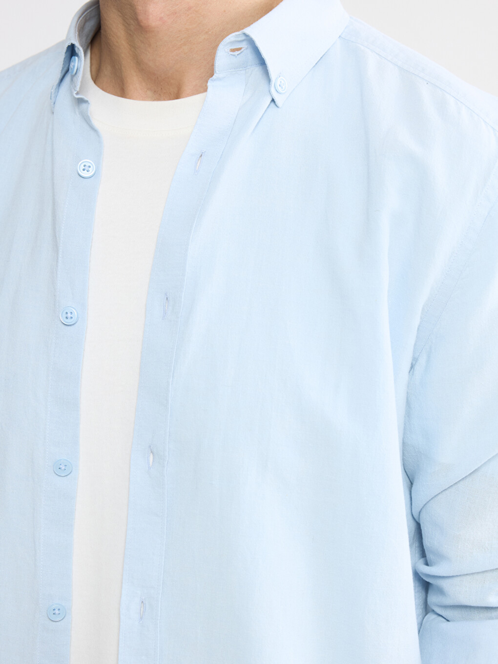 Slim Fit Linen Blend Men's Shirt-2