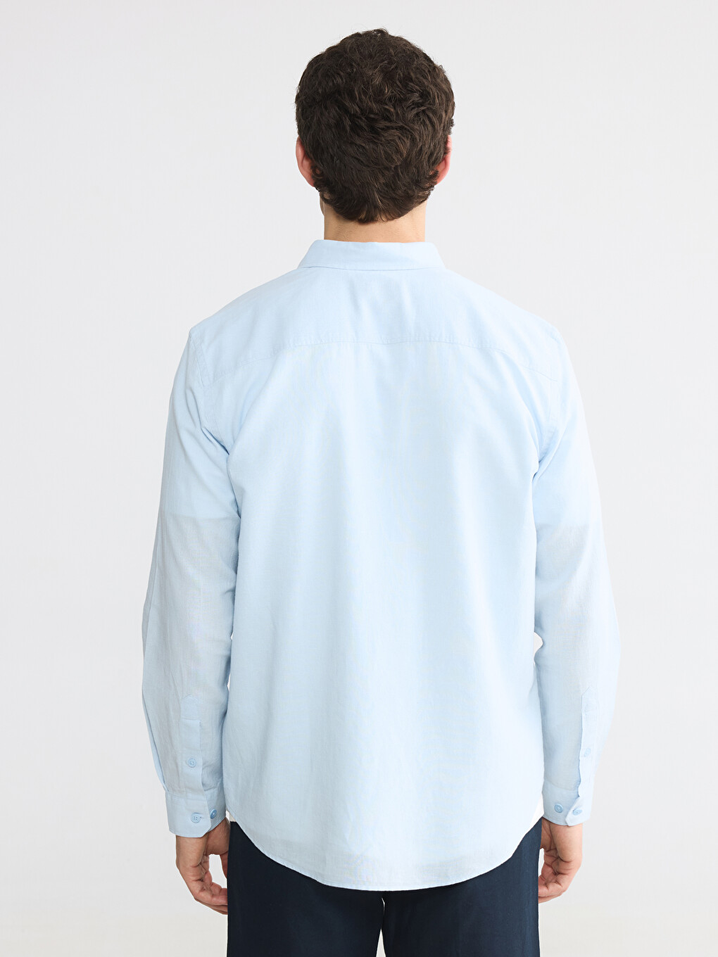 Slim Fit Linen Blend Men's Shirt-3