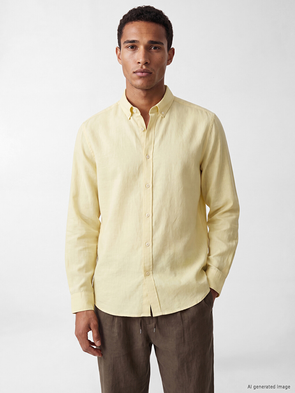 Slim Fit Linen Blend Men's Shirt