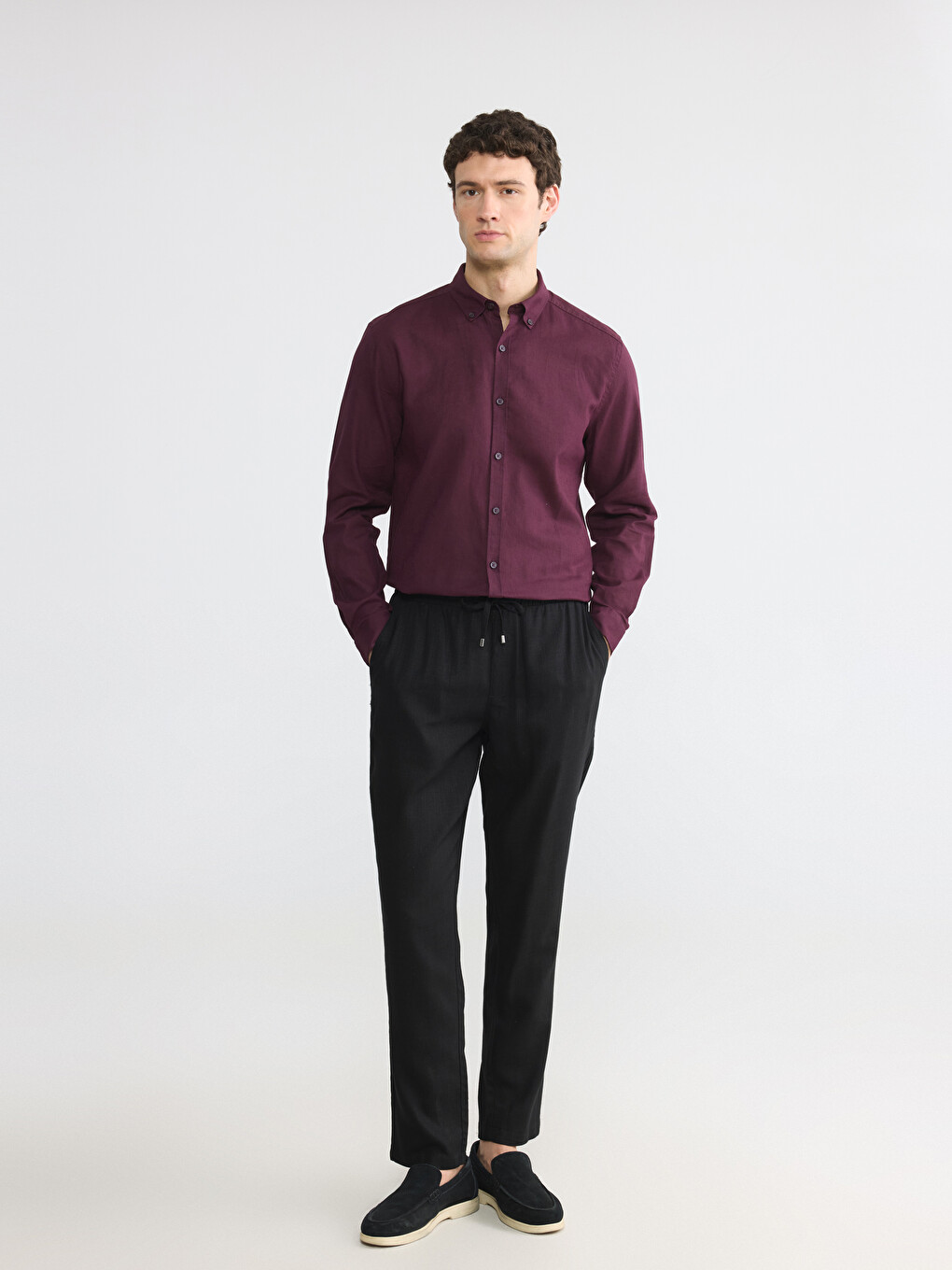 Slim Fit Linen Blend Men's Shirt-1